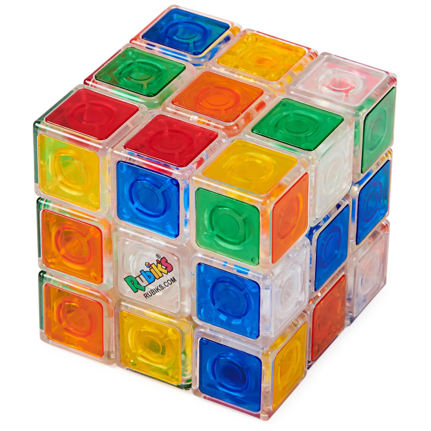 Rubik’s Crystal Cube 3x3 Transparent Puzzle – Color-Matching Brain Teaser, Twisting Fidget Toy & Sensory Game for Kids, Teens & Adults 8+