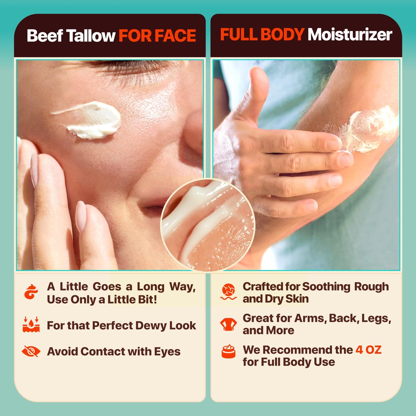 Meadow Bliss Whipped Beef Tallow Cream 2oz – 100% Grass-Fed, Organic Shea & Jojoba, Moisturizer for Eczema & Rosacea, Citrus Breeze