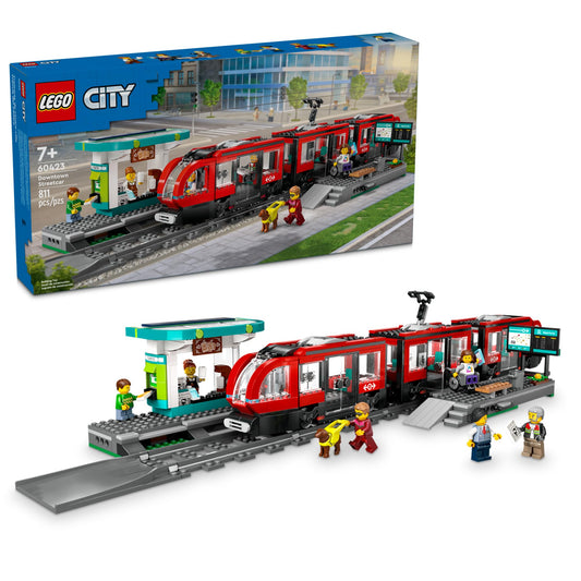 LEGO City Downtown Streetcar & Station Train Set, Building Toy for Kids 7+, Pretend Play & Imagination, Birthday Gift for Boys & Girls