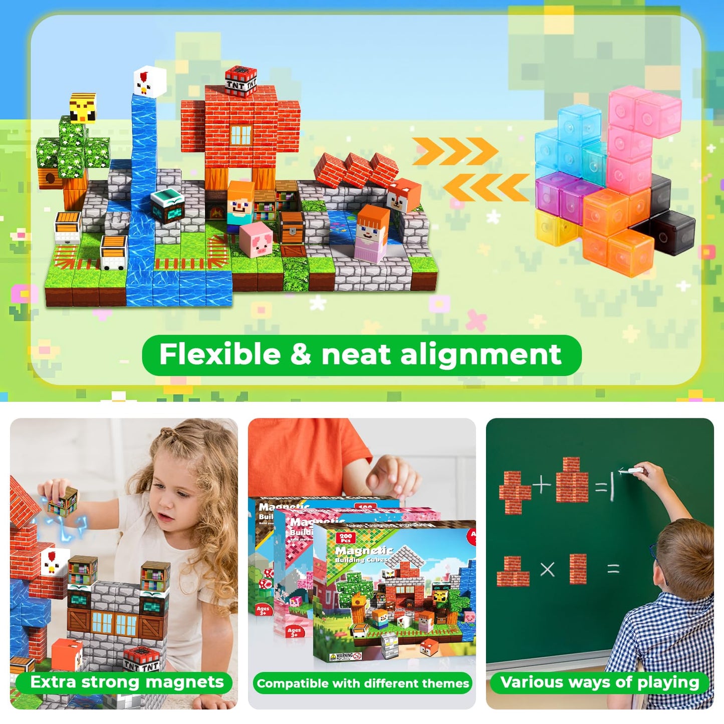 200PCS Forest Magnetic Building Blocks – Strong Stacking Magnets for Kids 3+, STEM Learning, Sensory Toy, Creative Birthday & Christmas Gift