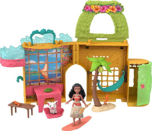 Mattel Disney Princess Toys, Moana Storytime Stackers Doll House with Moana Small Doll, 1 Animal Friend & 9 Accessories, Inspired by Disney Movie