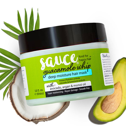 SAUCE BEAUTY Guacamole Whip Deep Conditioning Hair Mask w/ Avocado, Honey & Argan Oil – Restores Dry, Damaged & Frizzy Hair, 12 Fl Oz
