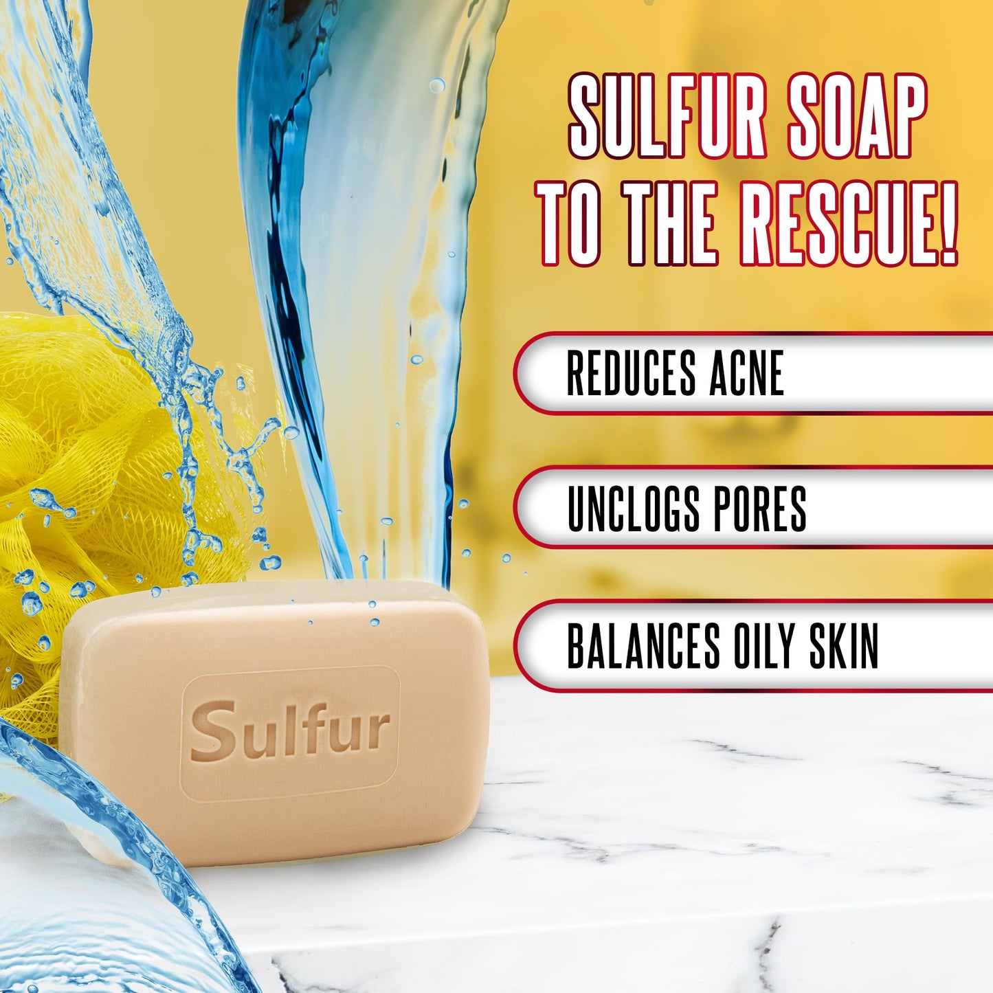 Biosulfur Grisi Acne Treatment Soap – Deep Cleansing Sulfur Bar, Fights Acne, Reduces Inflammation, Controls Oil & Blackheads, 4.4oz, 3-Pack