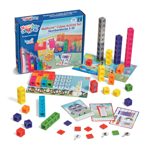 hand2mind MathLink Cubes Numberblocks 1-10 Set – 30 Preschool Counting & Linking Activities, Educational Math Manipulatives for Kids