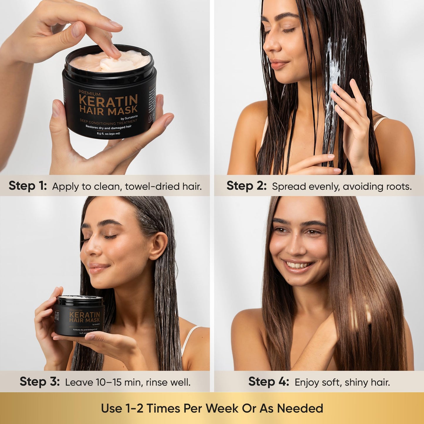 SUNATORIA Keratin Hair Mask - Deep Conditioner for Dry & Damaged Hair - Hydrating, Repairing & Nourishing Keratin Treatment - 8.45 Fl Oz