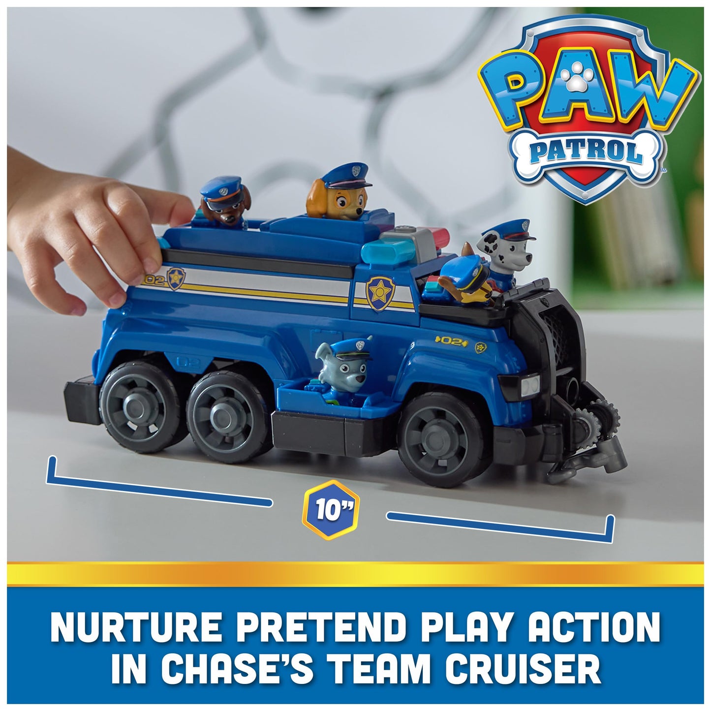 PAW Patrol Team Cruiser, Large Scale Vehicle with Exclusive Chase, Marshall, Skye, Rubble, Rocky & Zuma Action Figures, Toys for Boys & Girls Ages 3+