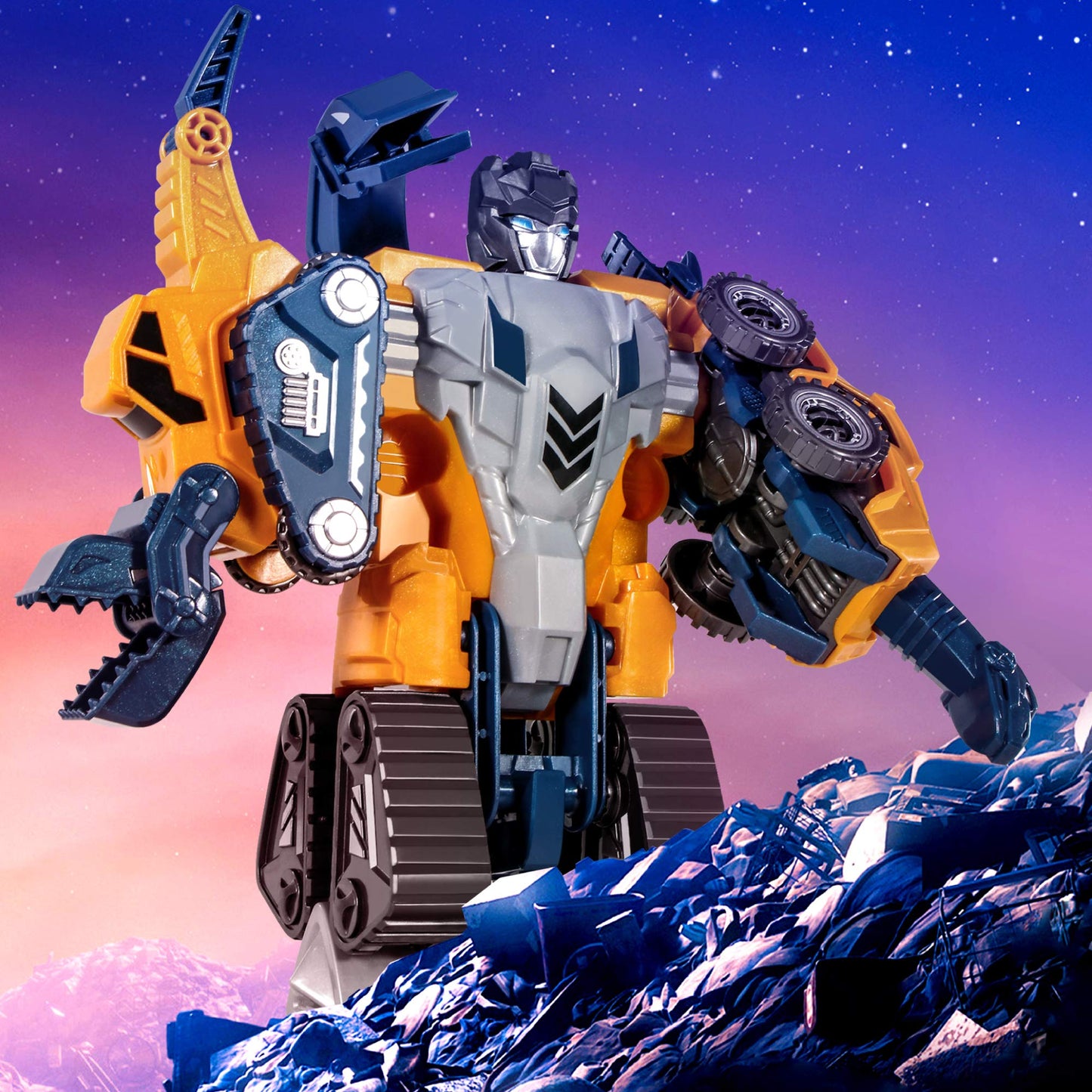 MIEBELY 5-in-1 Toddler Robot Construction Vehicles Set – 5 Transforming Magnetic Robots, Easy DIY Assembly, STEM Educational Toy for Kids