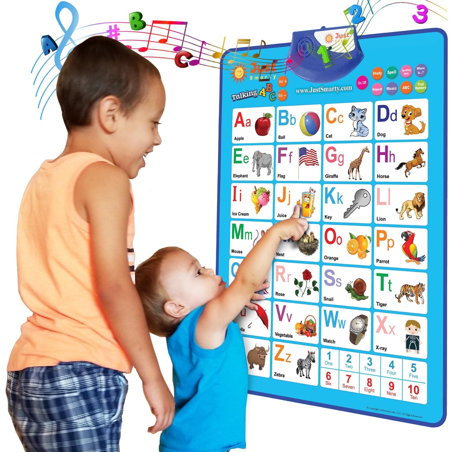 Just Smarty Alphabet & Number Wall Chart for Toddlers 1-5 | ABCs & 123s Learning Toy | Educational, Speech Therapy & Autism-Friendly