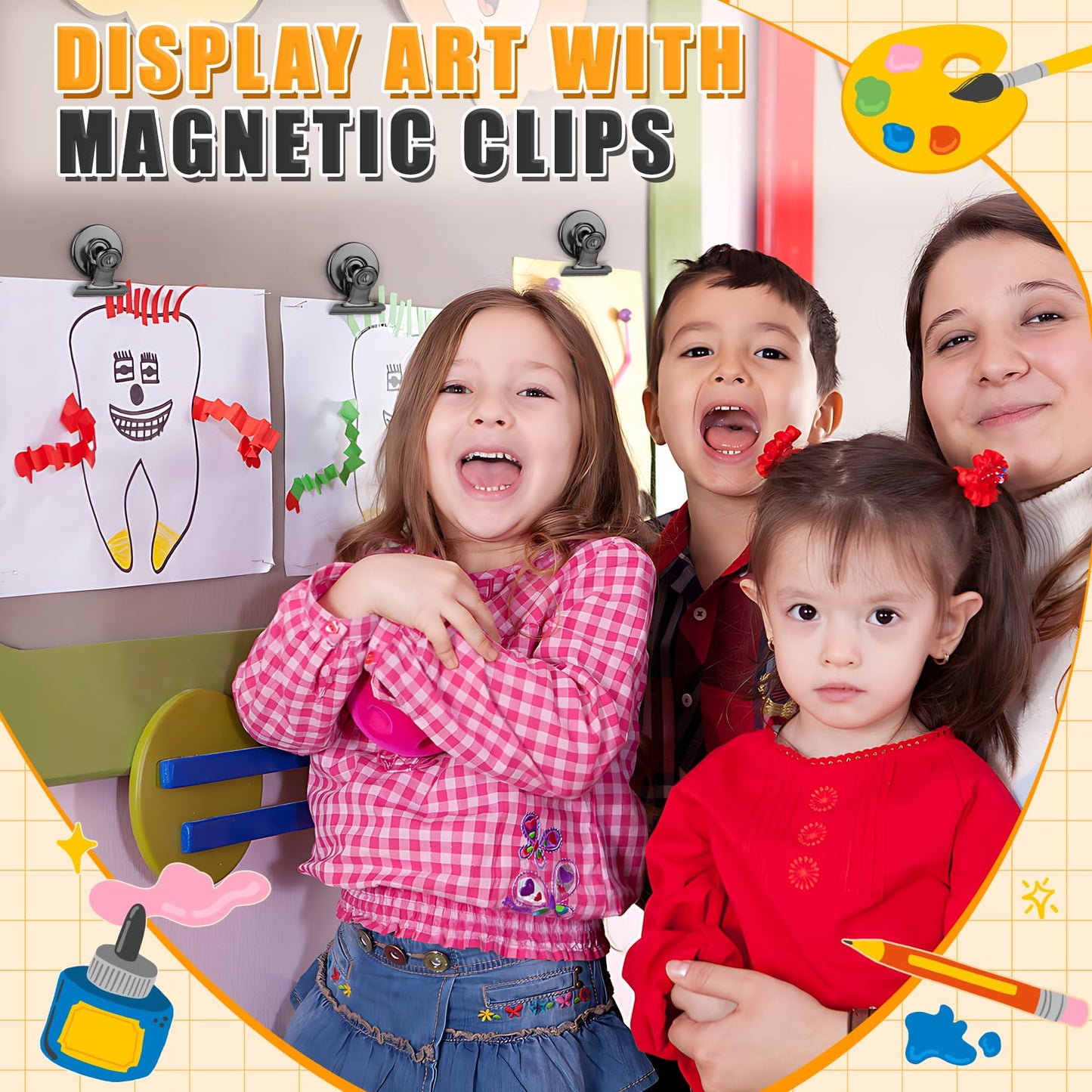 12-Pack Heavy-Duty Magnetic Clips – Fridge & Whiteboard Magnets for Notes, Lists, Photos, Home, Office & Classroom Use (Black)