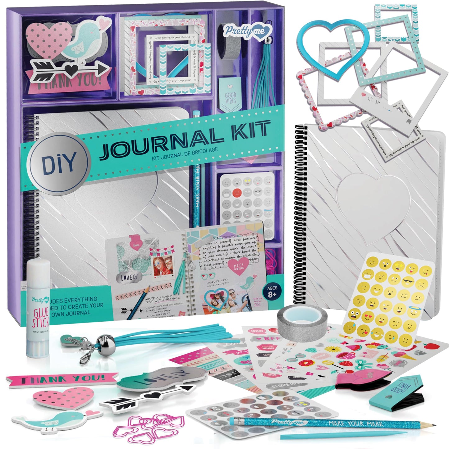 Pretty Me DIY Journal Kit for Girls, Ages 8-14 – Fun Scrapbook, Diary & Craft Set – Cute Birthday Gift for Tween & Teen Girls
