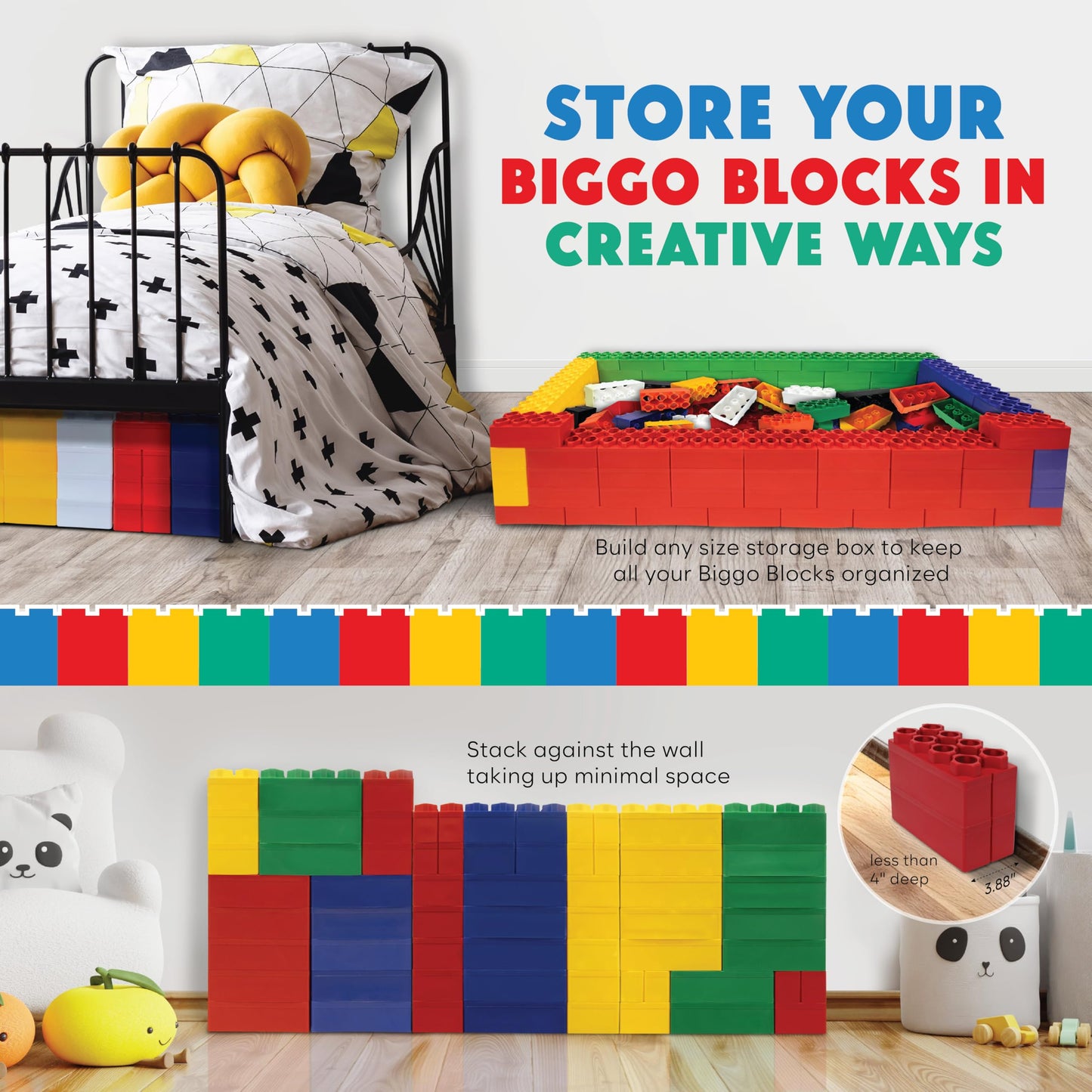 BiggoBlocks Big Blocks for Kids Ages 4-8, Indoor & Outdoor Blocks for Kids Jumbo Games, Large Building Blocks (24 PC) Beginner Set
