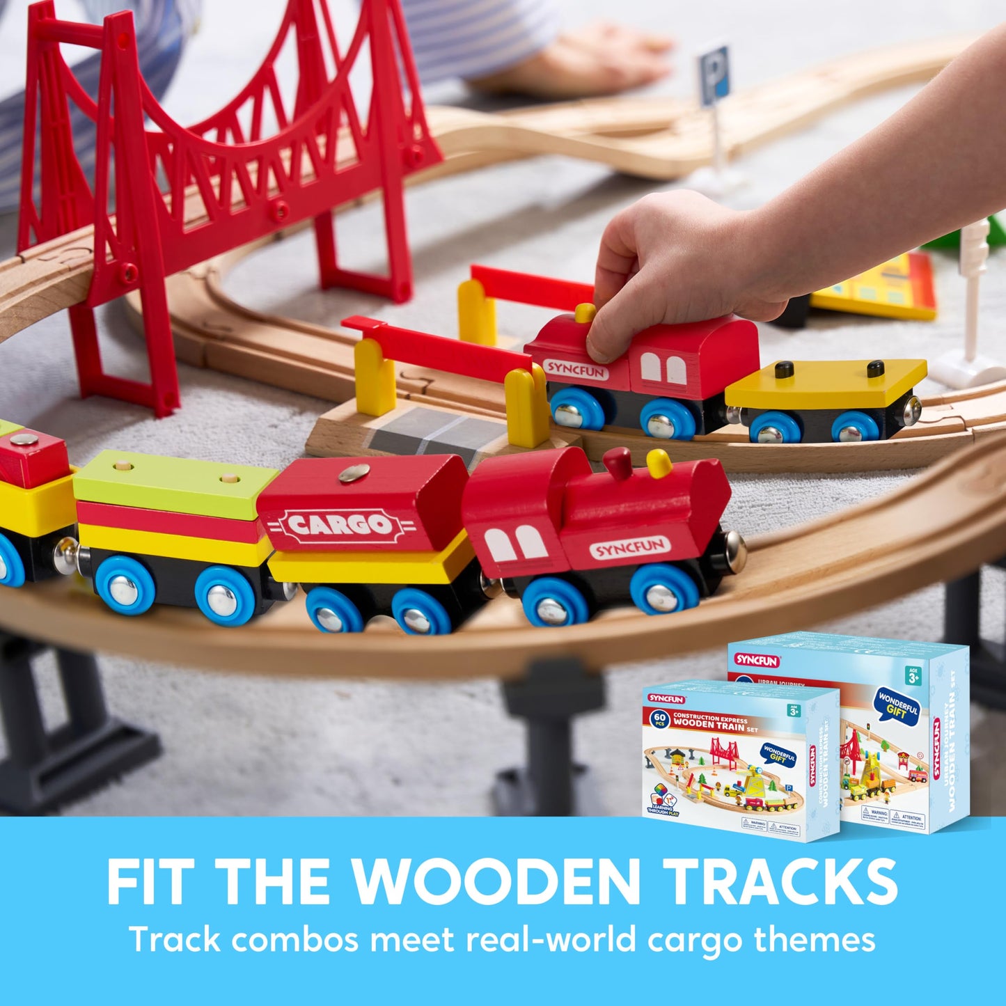 Montessori Wooden Magnetic Train Set for Kids, 12PCS Cars with Storage Box, STEM Educational Toy for Boys & Girls Ages 2-8, Gift Idea