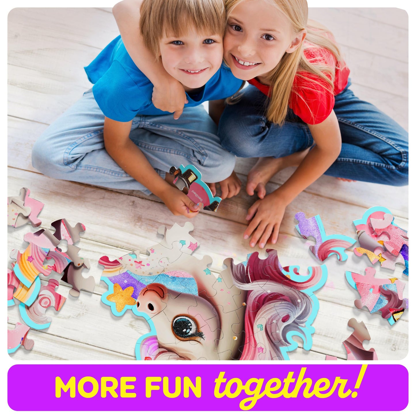 Dan&Darci Jumbo 45-Piece Shimmery Unicorn Floor Puzzle for Kids Ages 3-6 – Large Toddler Puzzle, Easter & Birthday Gift for Girls