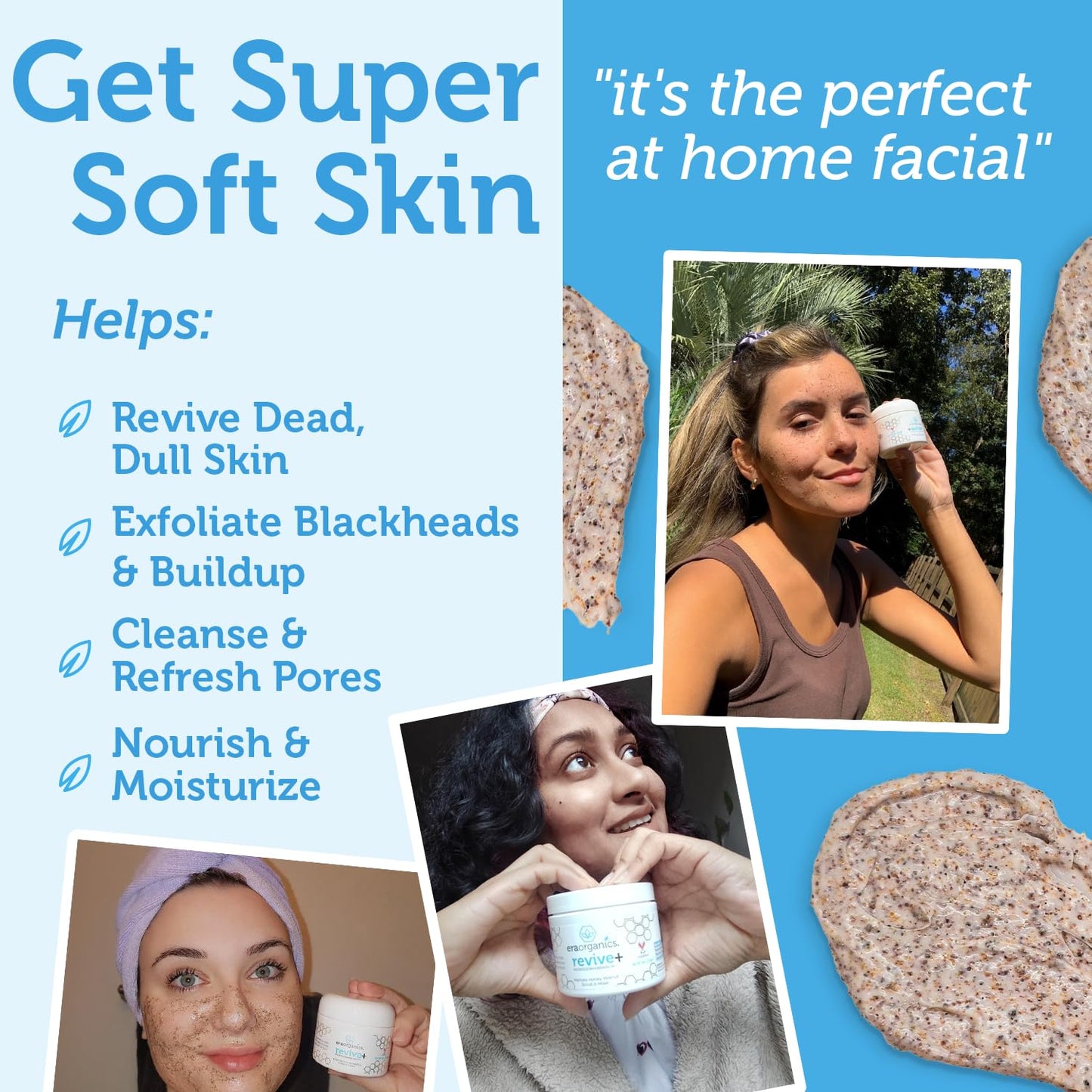 Era Organics Microdermabrasion Facial Scrub & Exfoliator – Manuka Honey & Walnut Mask for Blackheads, Buildup & Wrinkles, 2oz