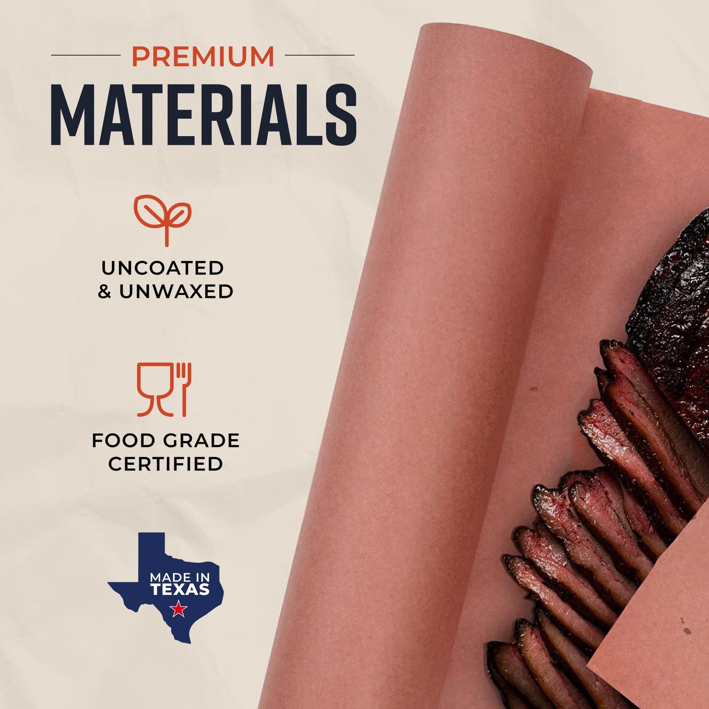 Pink Butcher Paper Roll 18"x175' Food-Grade Peach Paper for BBQ, Smoking & Grilling Meat, USA Made, Unbleached, Uncoated & Unwaxed