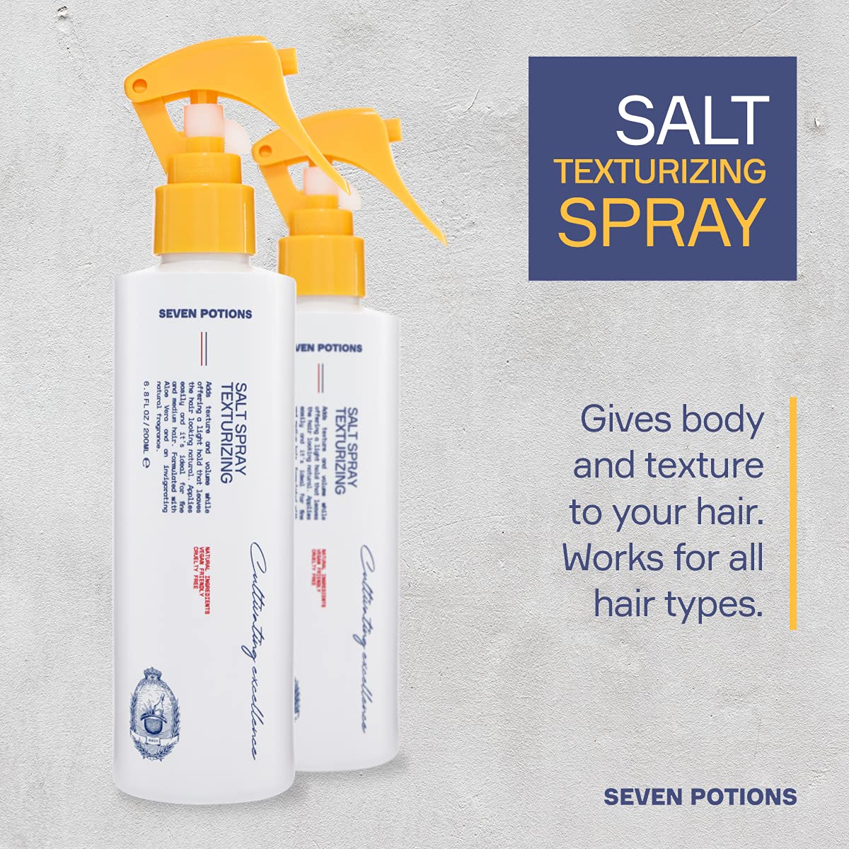 SEVEN POTIONS Salt Spray for Men – Volumizing Texture Spray for Beach Waves & Matte Finish – Quick-Dry, Non-Sticky, Vegan, Cruelty-Free, 6.8 fl oz
