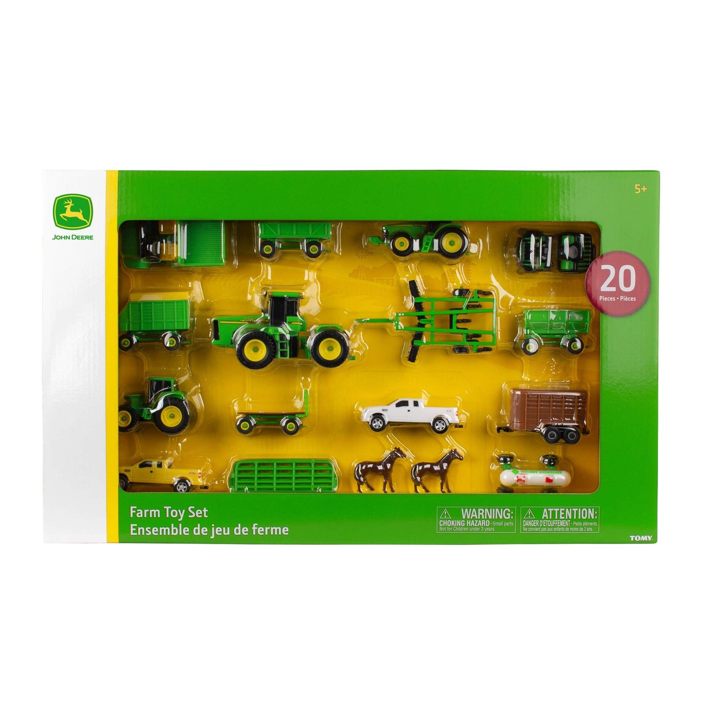 TOMY John Deere Toy Truck & Toy Tractor With Trailers 26-Piece Farm Toy Value Set
