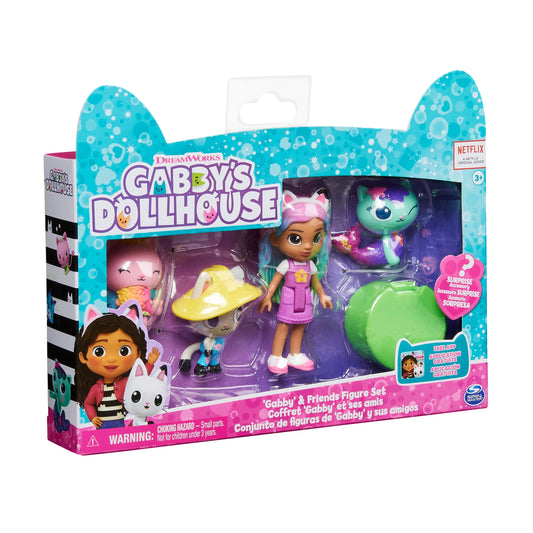 Gabby's Dollhouse, Gabby and Friends Figure Set with Rainbow Gabby Doll, 3 Toy Figures and Surprise Accessory Kids Toys for Ages 3 and up