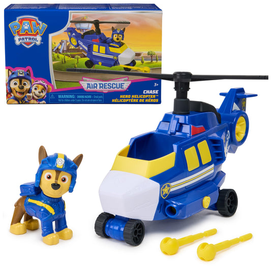 PAW Patrol: Air Rescue Chase Action Figure & Hero Helicopter Toy with Projectile Launcher & 2 Projectiles, Kids Toys for Boys & Girls Ages 3+