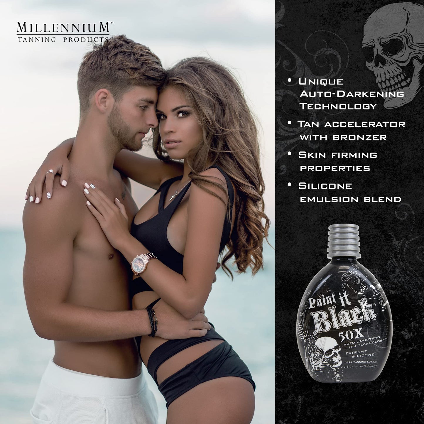 Millennium Tanning Paint It Black 50x Dark Tanning Bed Lotion, 13 fl. oz.