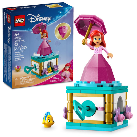 LEGO Disney Princess Twirling Ariel Set, Ages 5+, Little Mermaid Building Toy & Doll, Birthday Gift for Kids 43259