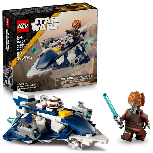 LEGO Star Wars Plo Koon’s Jedi Starfighter Microfighter Toy, Clone Wars Playset for Kids 6+, Pretend Play & Room Decor, 75400