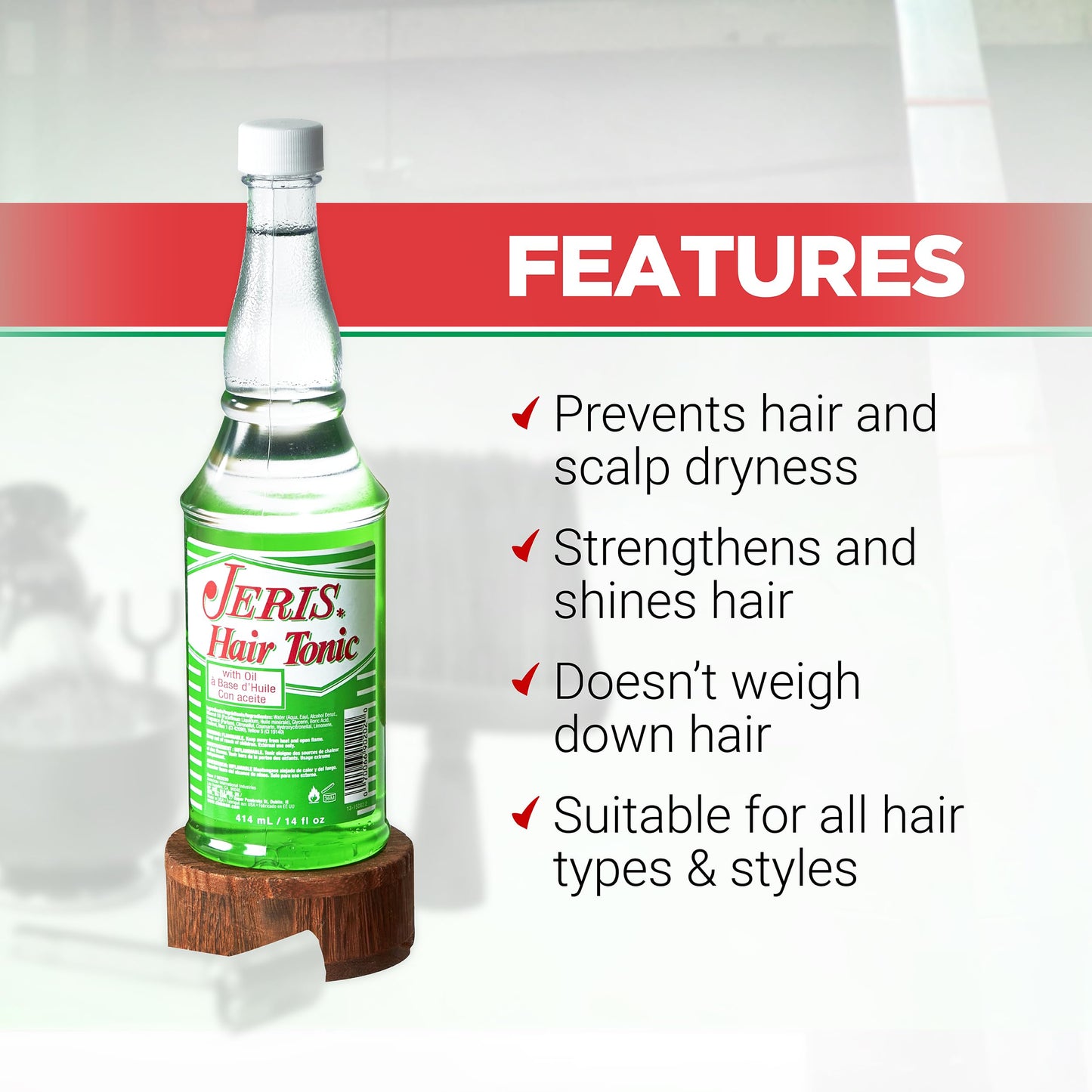 Clubman Jeris Hair Tonic for Men - Hair Oil for Men, Grooming Tonic, Restores and Conditions Hairs, Refreshing Scent, 14 fl oz