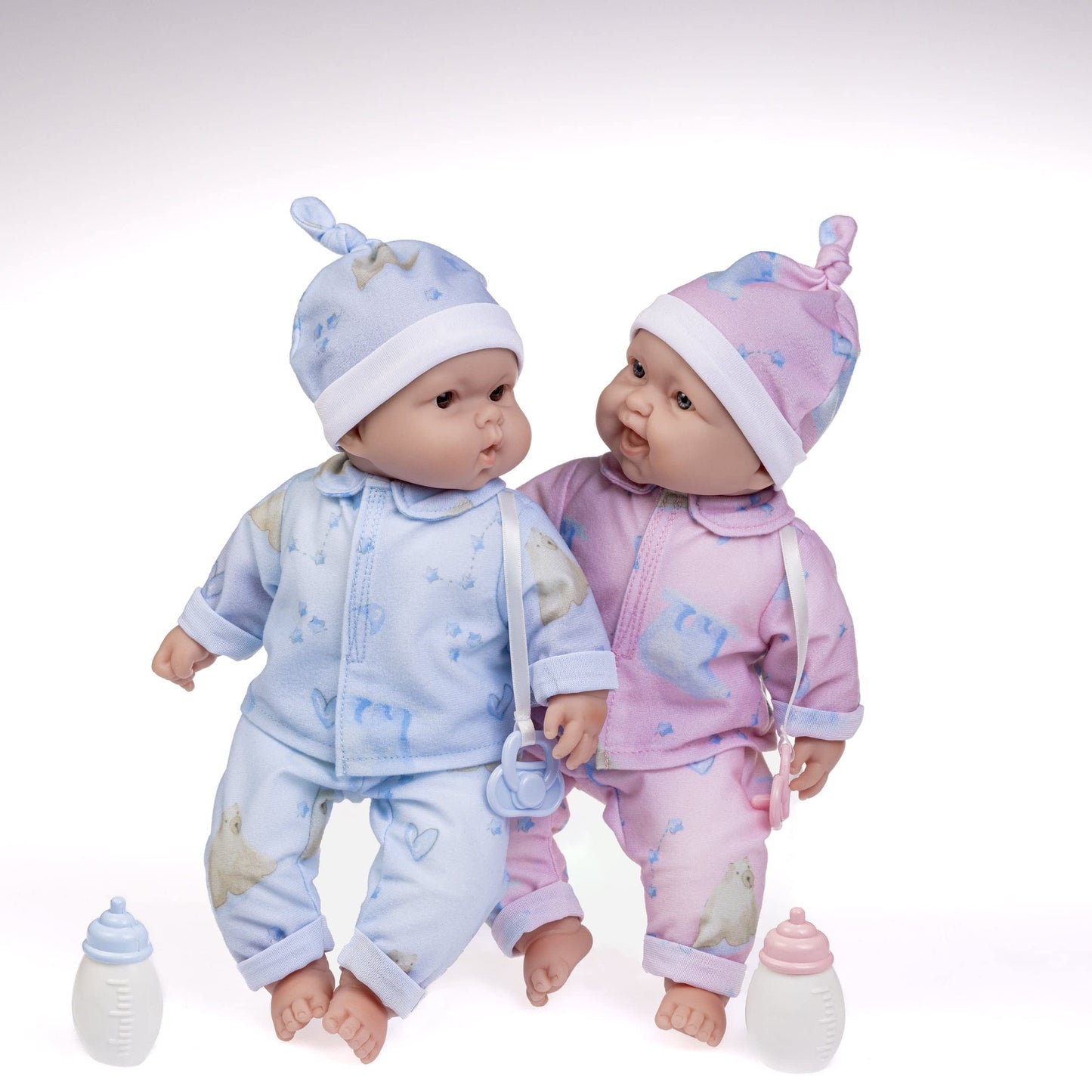 JC Toys 13" Realistic Soft Body Twin Baby Dolls Set by Berenguer Boutique – Removable Outfits & Accessories, Pink & Blue, Ages 2+