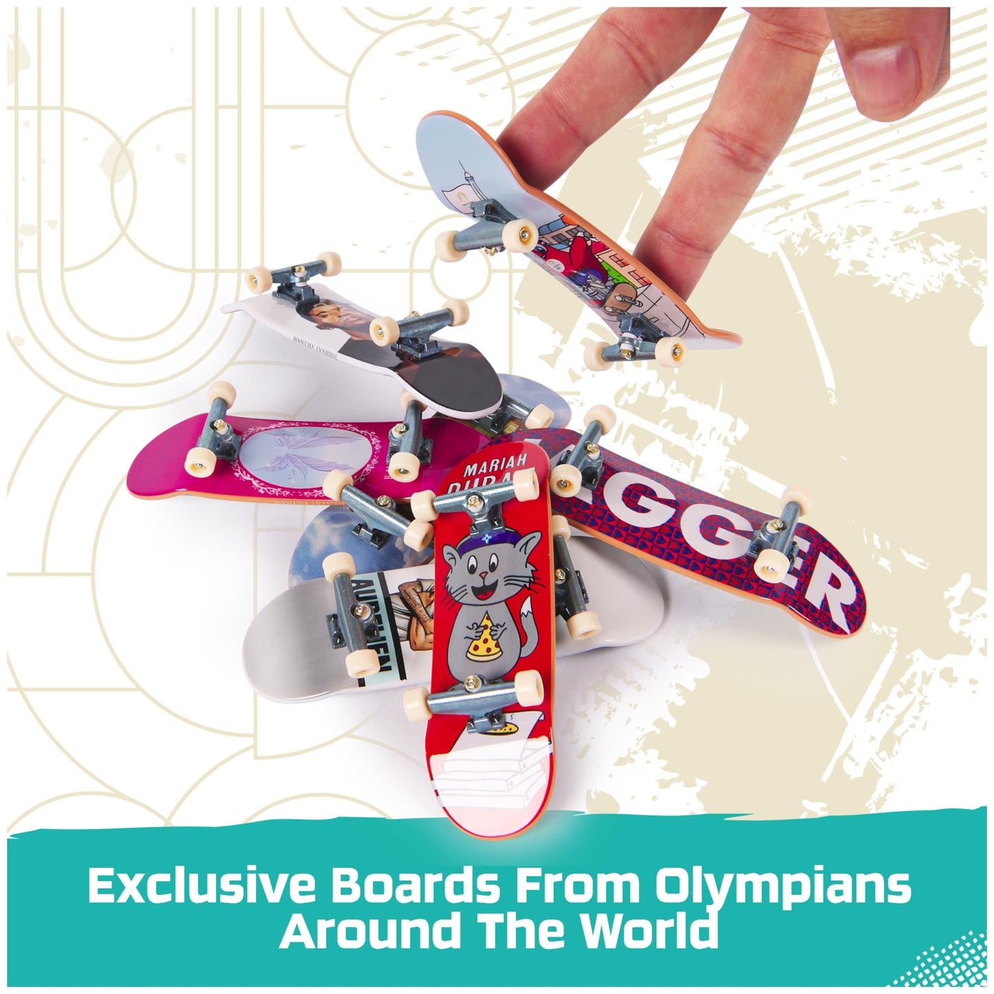 Tech Deck Competition Legends 8-Pack Fingerboards with Collectible Cards, Paris 2024 Olympics Mini Skateboards for Kids 6+