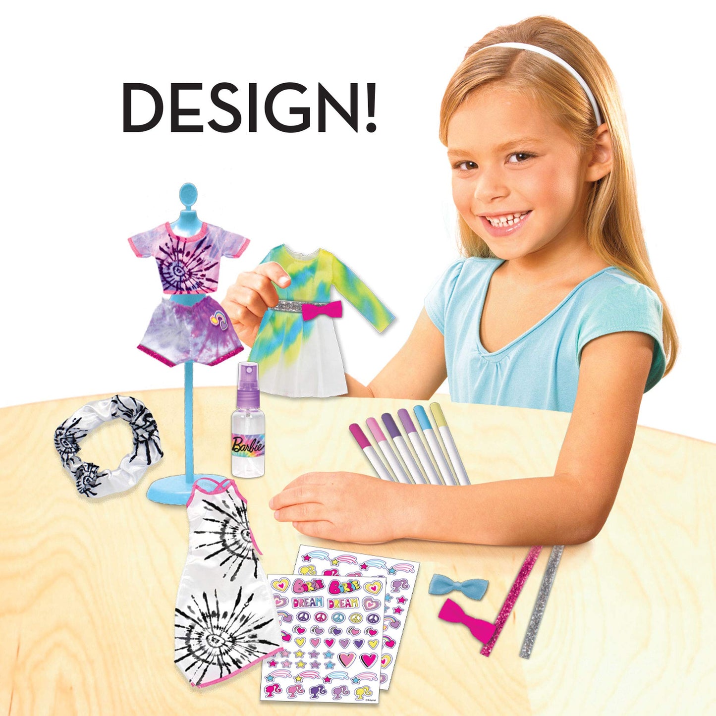 Barbie Tie-Dye Fashion Designer Kit – DIY Dress Design Set with Markers, Stickers & Tools, Craft Real Barbie Outfits for Girls 6+