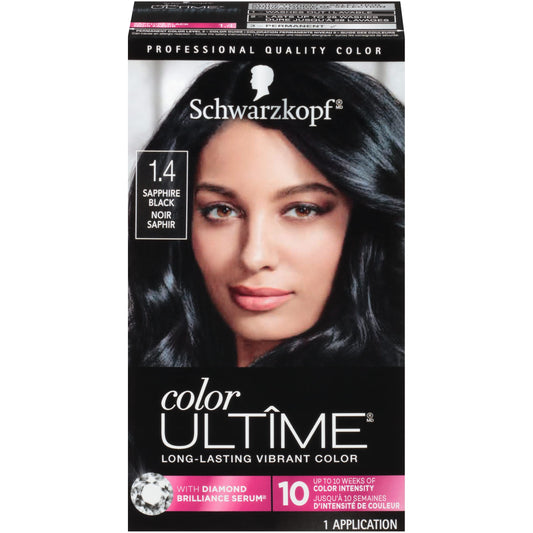 Schwarzkopf Color Ultime 1.4 Sapphire Black Hair Dye | Permanent Hair Color for Vivid Intensity & Fade-Resistant Shine Up to 10 Weeks, 1 Application