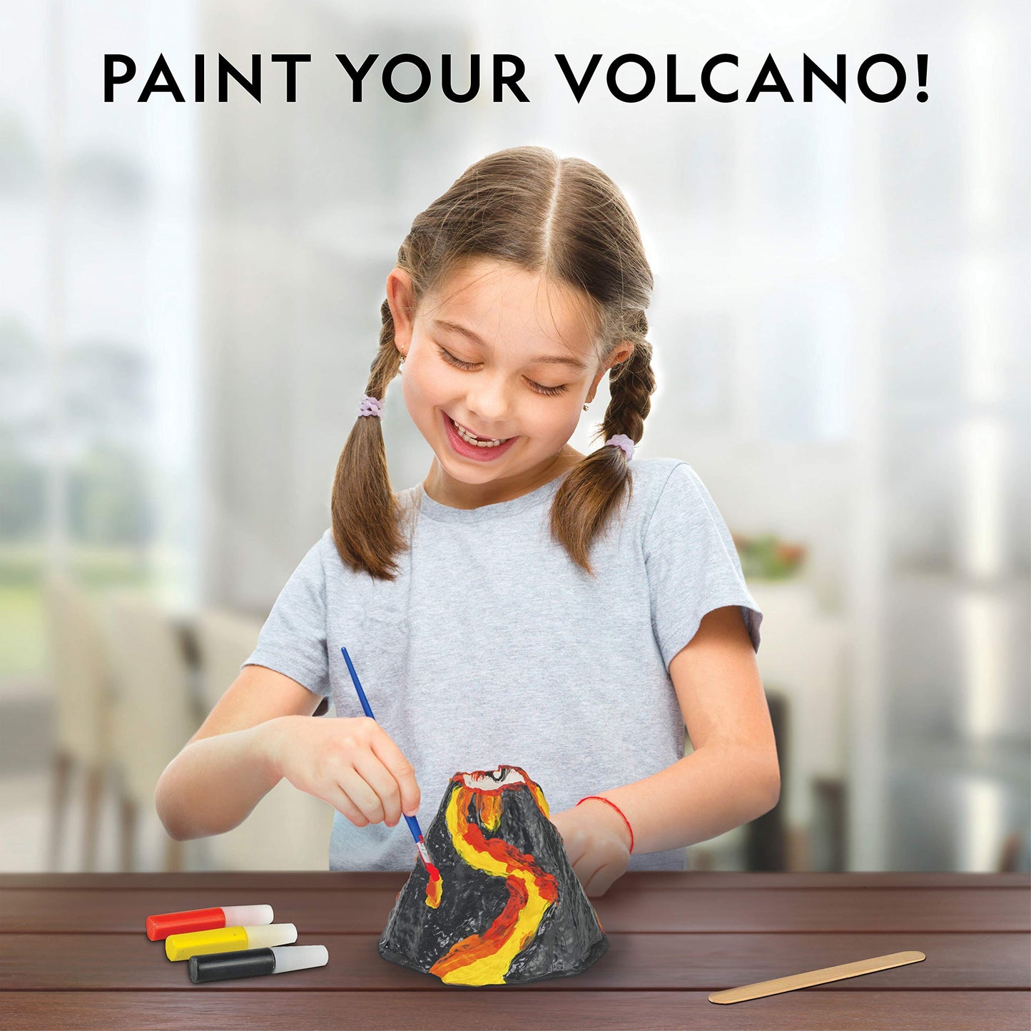 National Geographic Volcano Kit for Kids – STEM Science Toy with 3X Eruptions, Pop Crystals, Fun Educational Volcano Experiment
