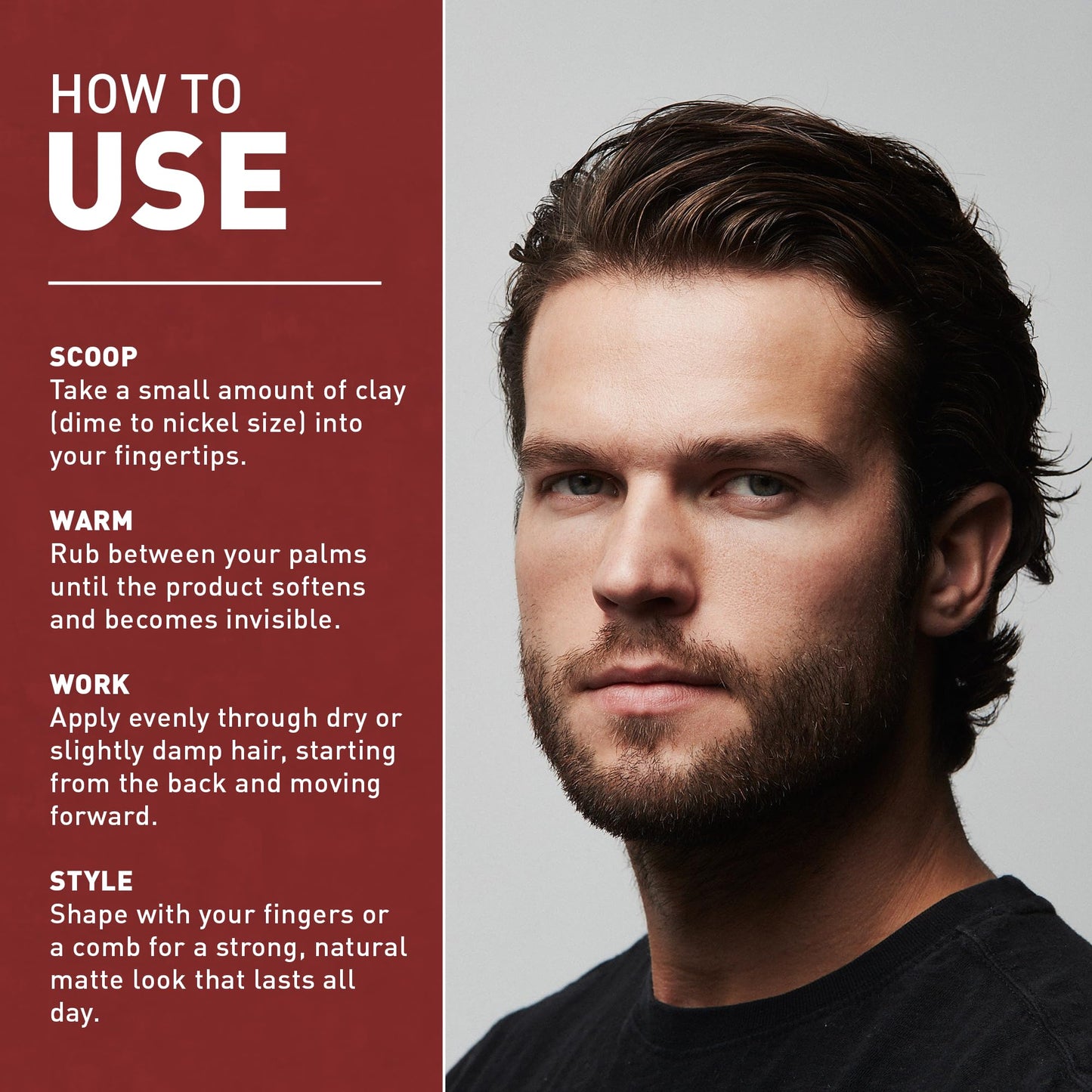 CRVFT Hair Clay 2oz | Medium Hold Matte Finish | Adds Volume & Texture | Reworkable Styling Clay for Short & Medium Hair | Unscented, Stylist Approved