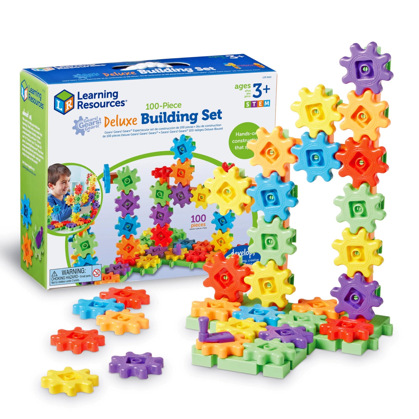 Learning Resources Gears! Gears! Gears! 100-Piece Deluxe STEM Building Set for Kids 3+, Preschool Construction & Gear Toys