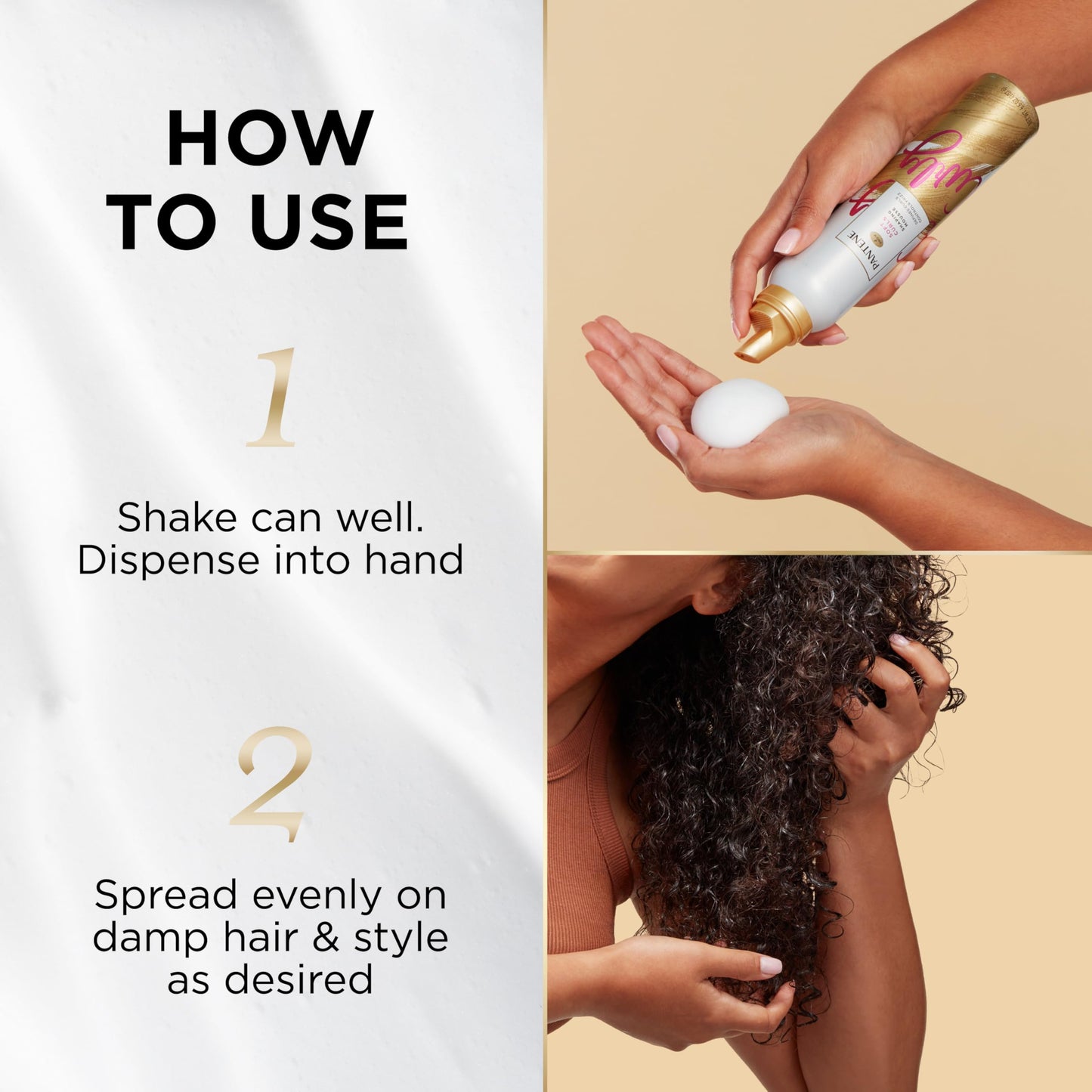 Pantene Curl Mousse For Curly Hair, Tames Frizz for Soft Touchable Curls, 6.6 Oz Each (Pack of 3)