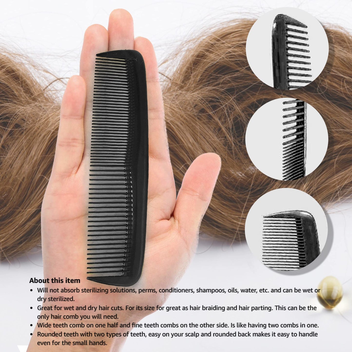 Soft 'N Style Hair Care 4-Pack Comb - Not Breakable - mens comb/fine tooth comb/peines para cabello