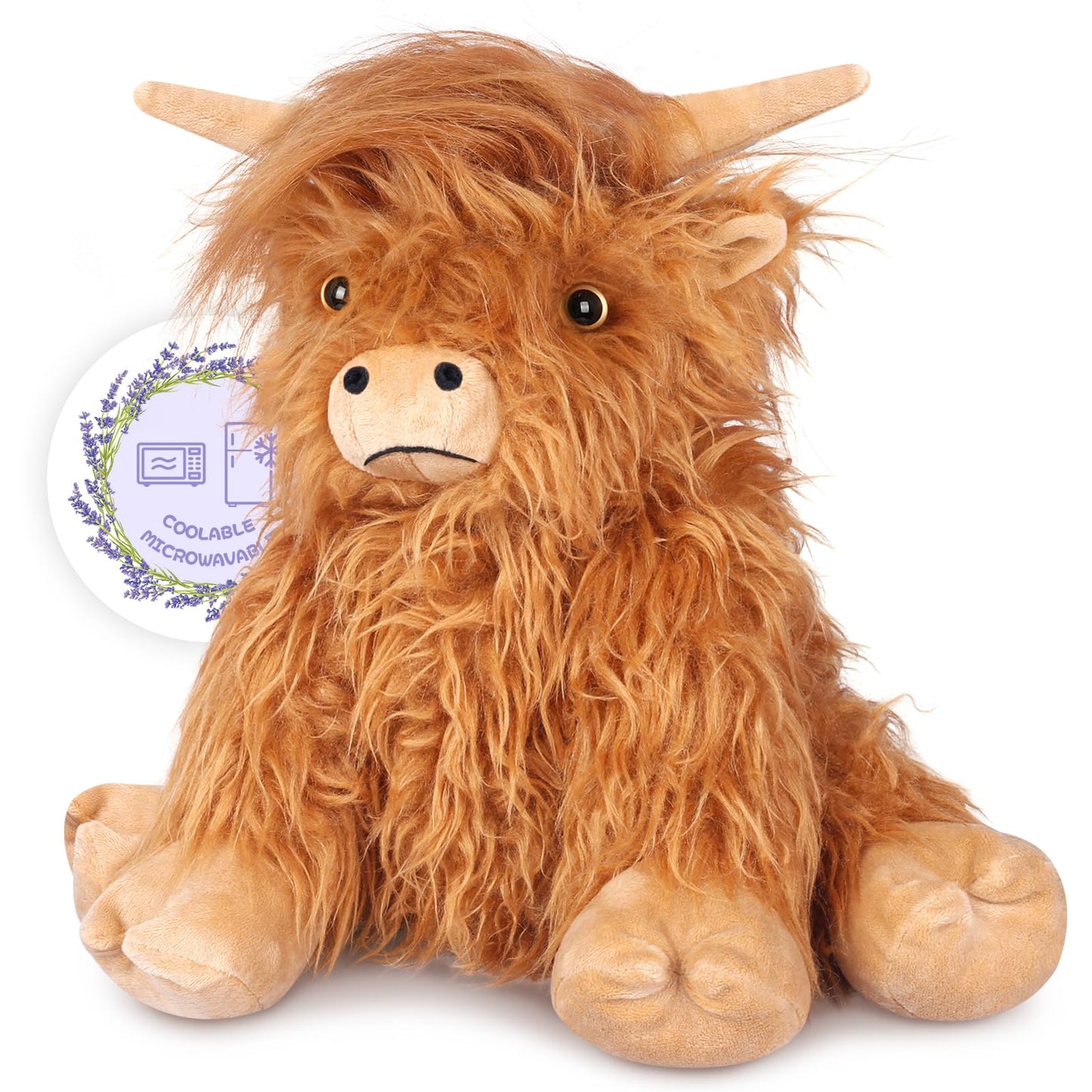 SuzziPals Highland Cow Plushie – Microwavable & Freezable, Lavender Scented Heating Pad for Stress Relief, Relaxation & Gifts