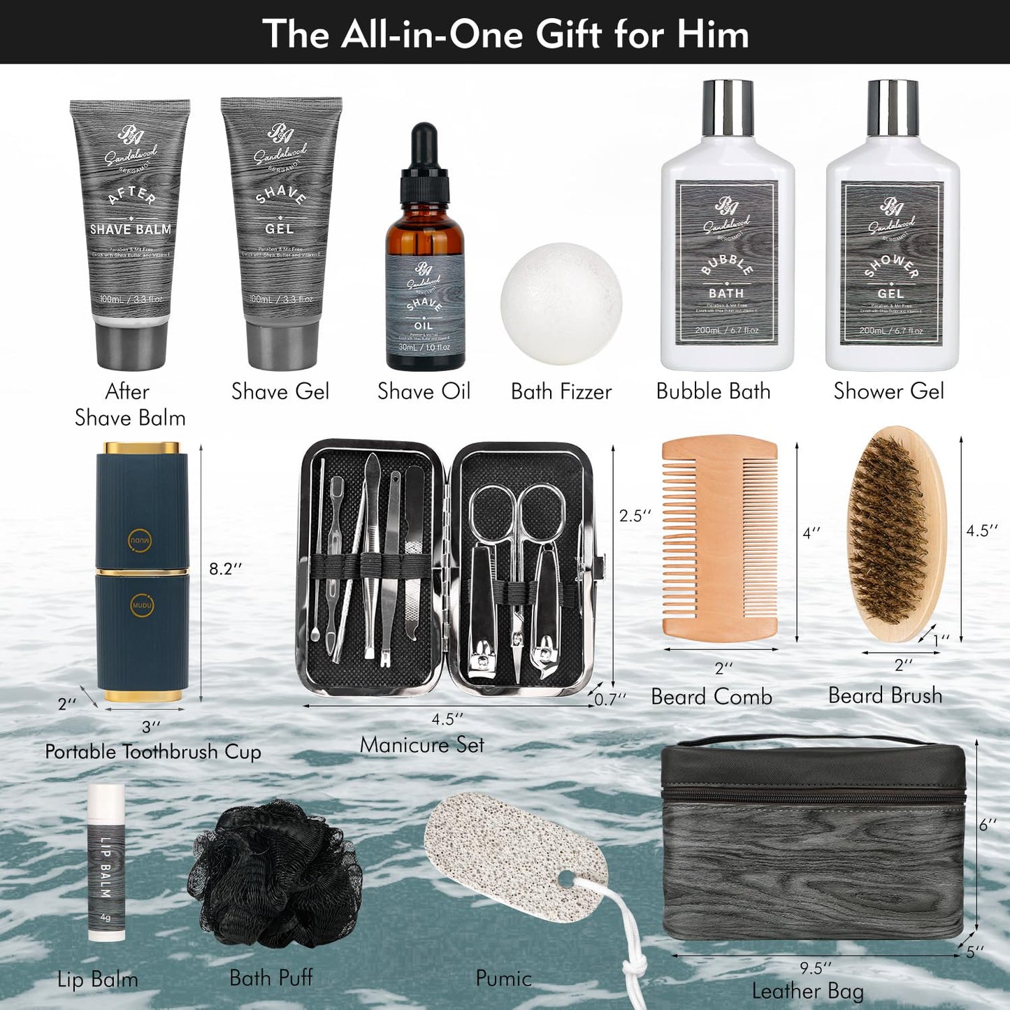 Father's Day Grooming Set for Men – 14-Piece Beard, Skin & Bath Care Kit, Ideal Gift for Dad, Boyfriend, Birthday, Christmas, Anniversary