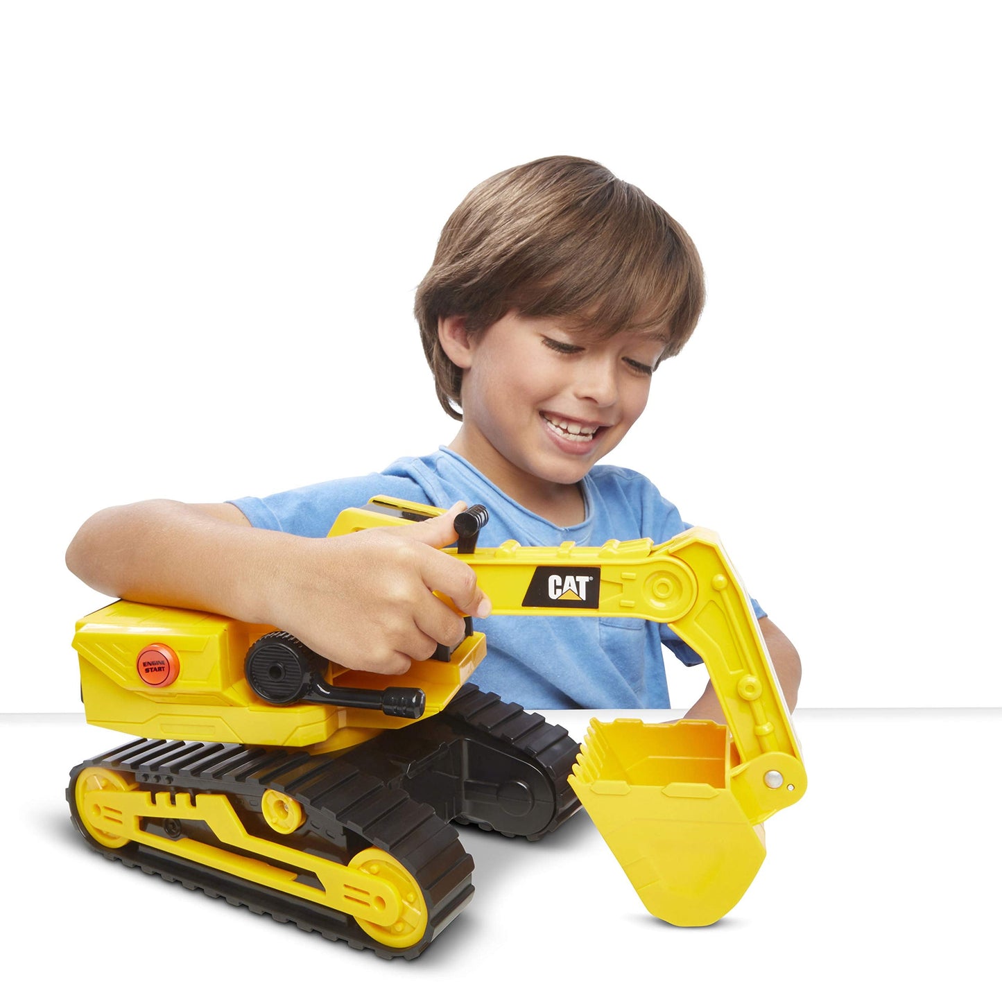CAT Construction Toys Power Haulers Excavator – Yellow Construction Vehicle with Motion Drive, Lights & Sounds for Kids 3+