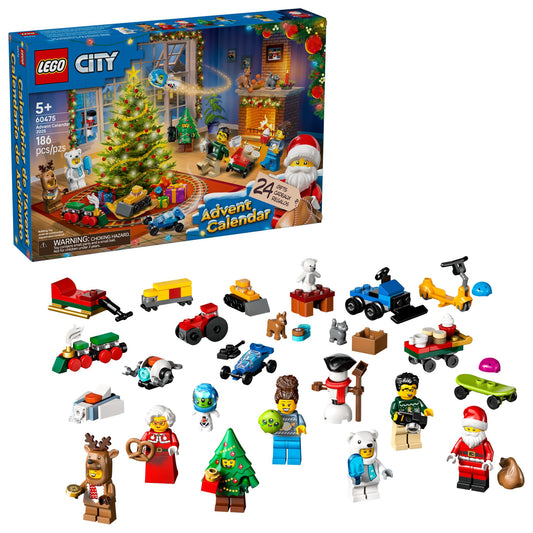 LEGO City Advent Calendar 2025 – 24-Buildable Holiday Surprises with Santa & Mrs. Claus Minifigures, Kids Toy Gift for Ages 5+