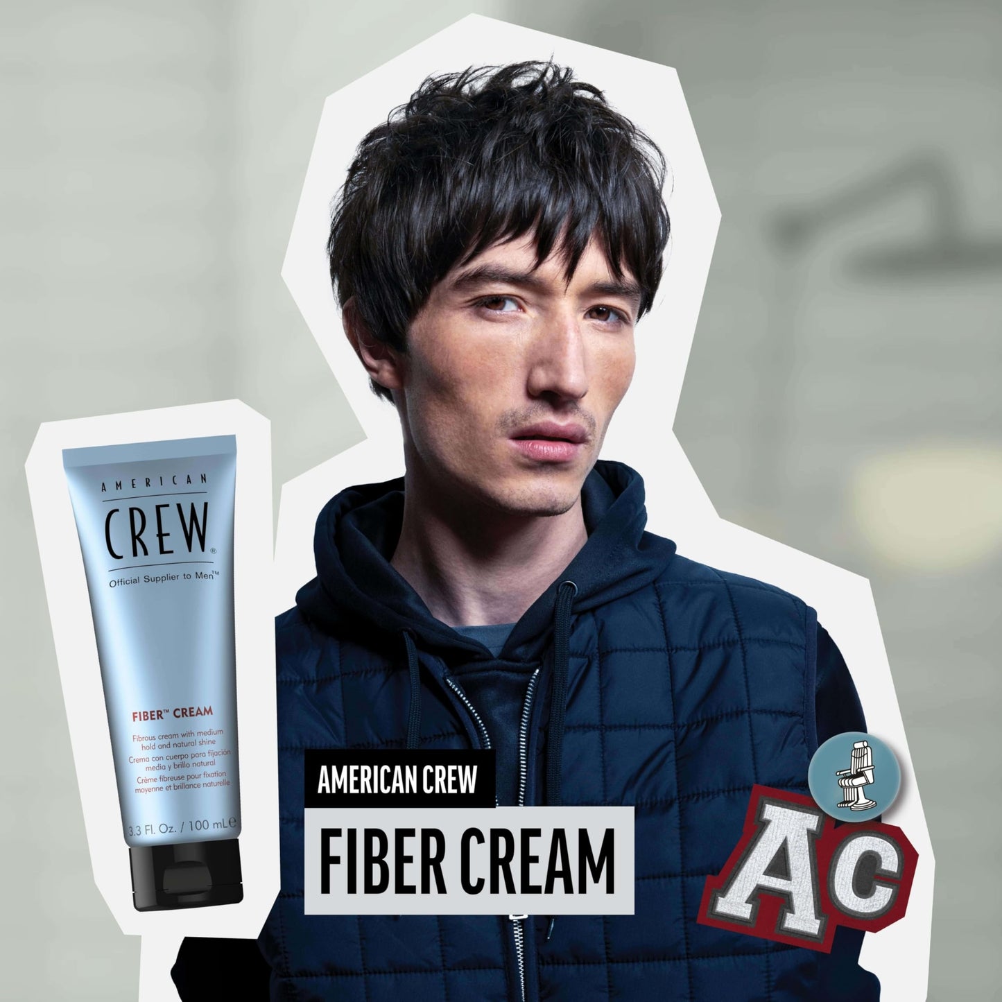 American Crew Men's Fiber Cream, Like Hair Gel with Medium Hold & Natural Shine, 3.3 Fl Oz