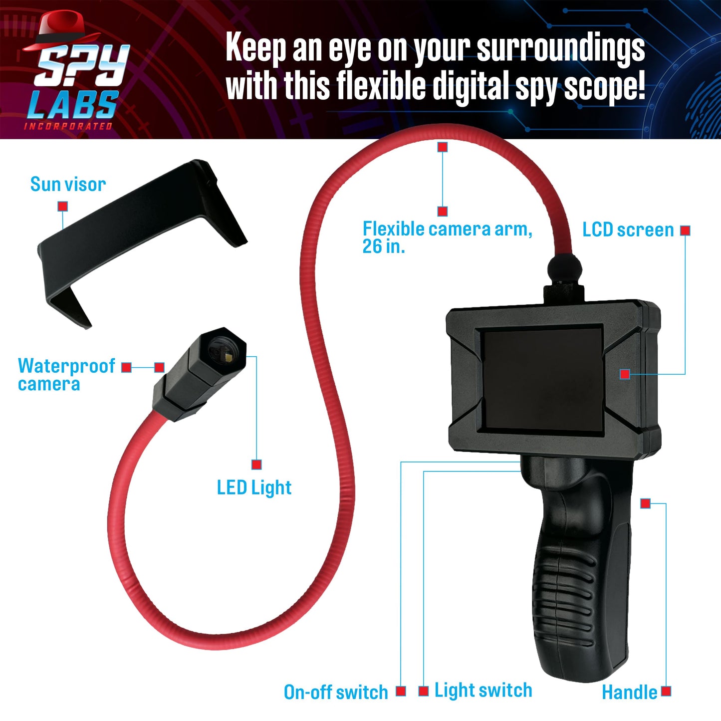 Thames & Kosmos Spy Labs Digital Snake Scope – 26" Flexible Periscope Camera Toy for Kids 8+ | Detective & Spy Play