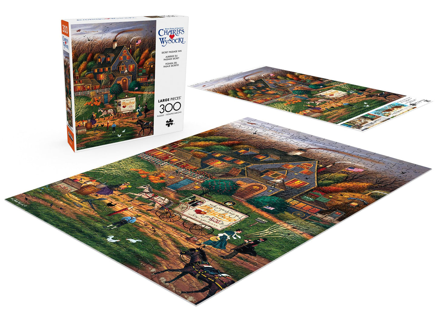 Buffalo Games Charles Wysocki Secret Passage Inn – 300-Piece Jigsaw Puzzle for Adults, Challenging Game Night Puzzle, 21.25"x15" Finished Size