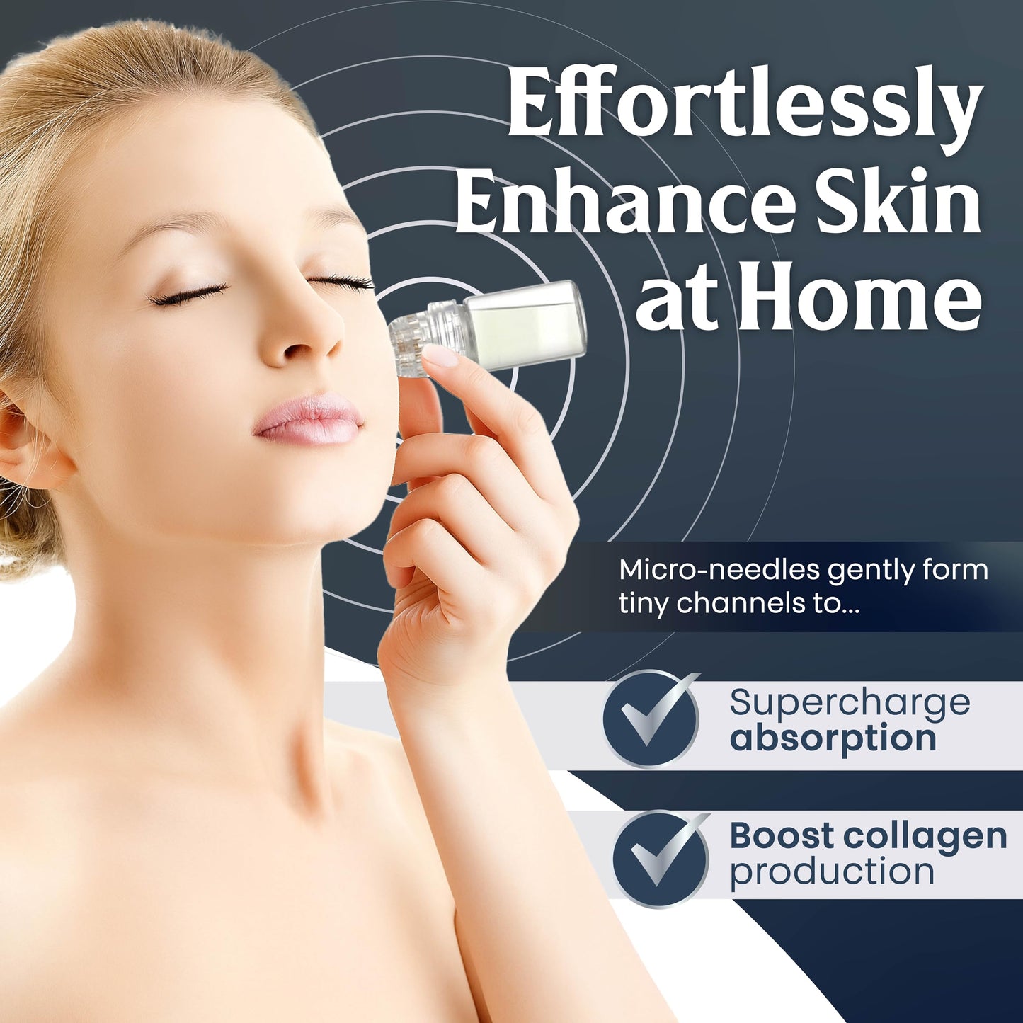 Microrevive Titanium Microneedling Kit – Home Facial System with Collagen-Boosting Derma Stamp & Hyaluronic Acid Serum, 3-Piece Set