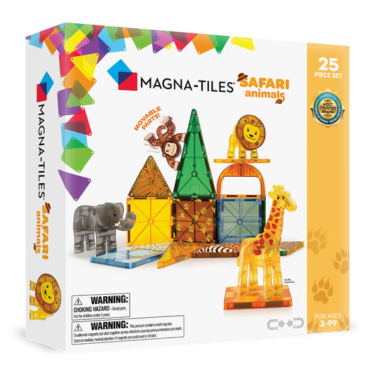 MAGNA-TILES Safari Animals 25-Piece Magnetic Construction Set, The ORIGINAL Magnetic Building Brand