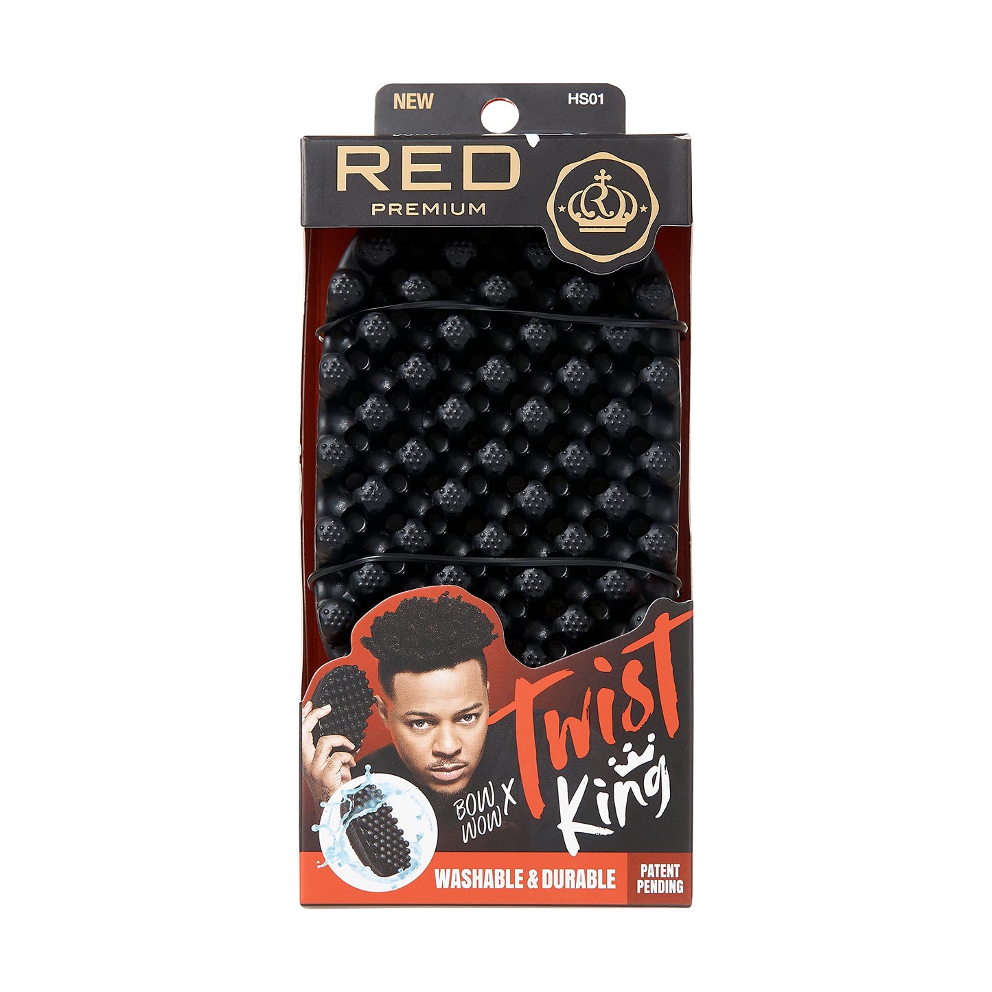 RED by Kiss BowWow Twist King Premium Twist Styler Comb Brush – Washable, Durable Sponge Alternative for Barbers & Daily Use, Ideal for Afro, Curly, Coiled, 4C Hair