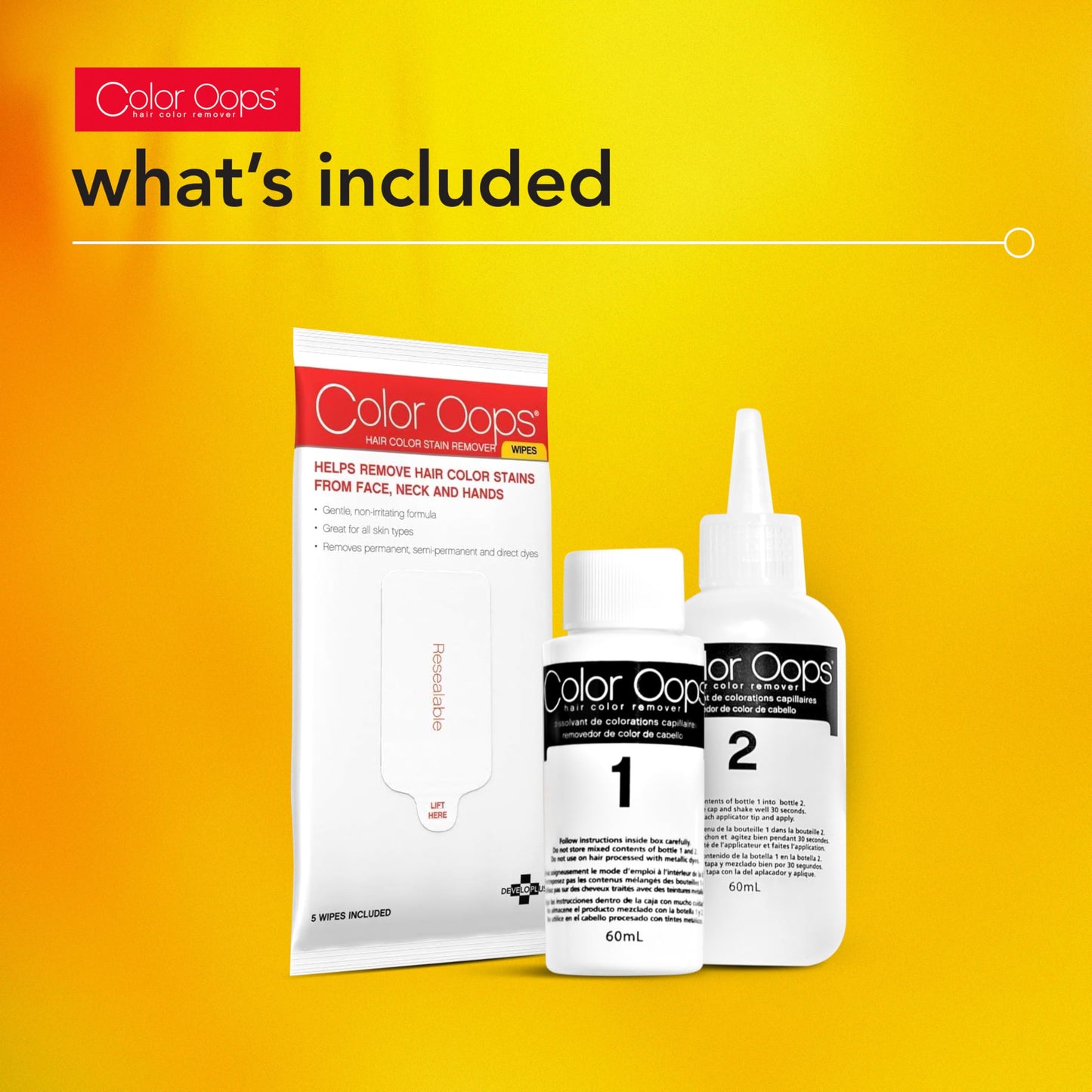 Color Oops Extra Conditioning Hair Color Remover and Remover Wipes Bundle, Gently and Safely Remove Permanent & Semi-Permanent Dye from Hair and Skin