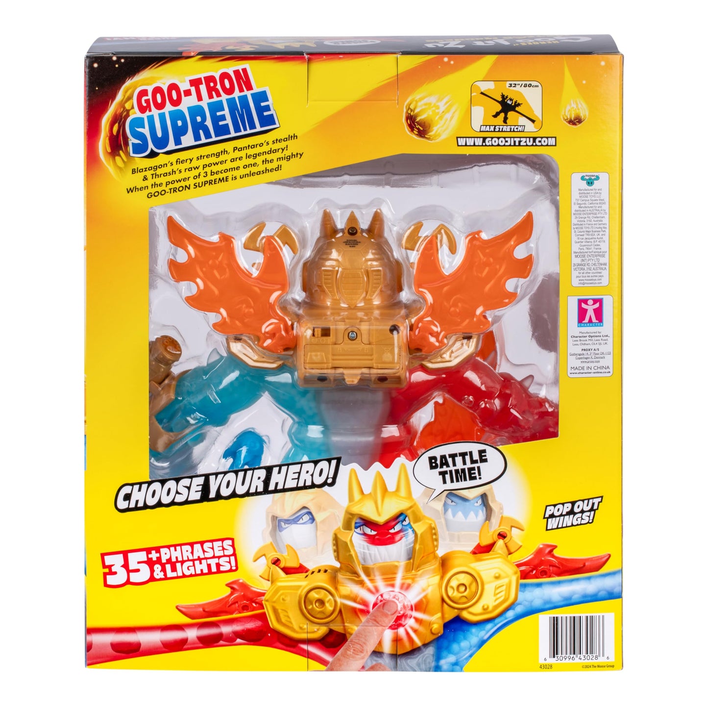 Heroes of Goo Jit Zu Goo-Tron Supreme – Ultimate Hero with Blazagon, Pantaro & Thrash, 3 Goo Fillings, Lights, Phrases & Triple Attack
