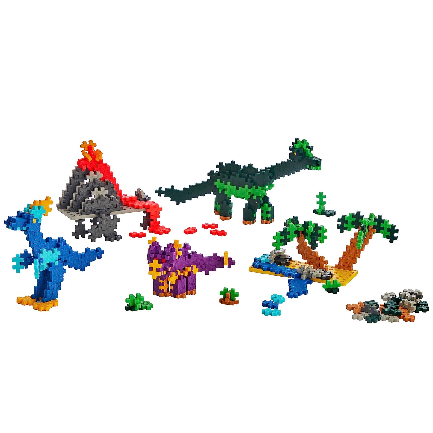 Plus-Plus: Learn to Build - Dinosaurs - 400 Piece Set - 2D & 3D Dino Construction Building STEM Toy, Interlocking Mini Puzzle Blocks, Kids Ages 5+