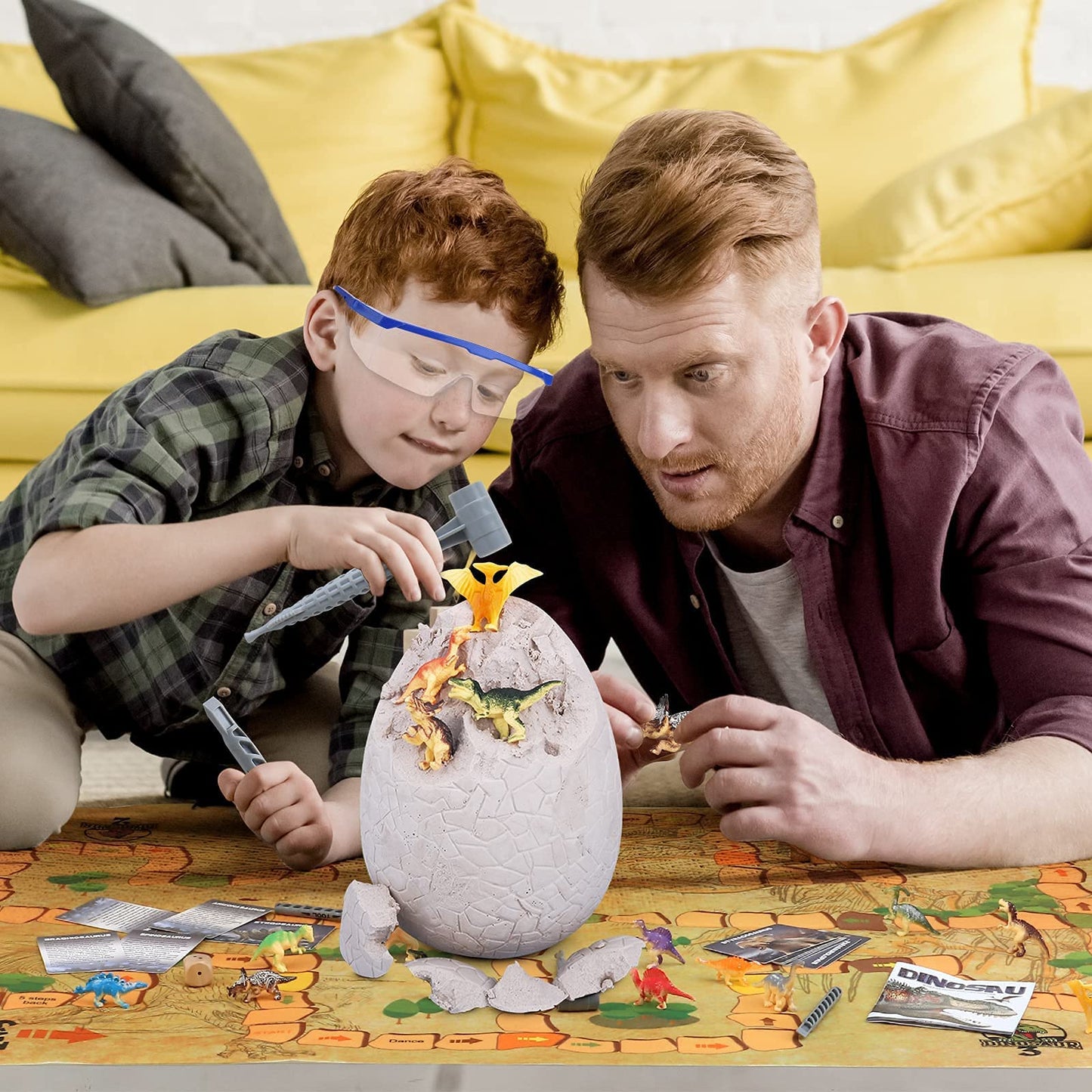 Woumserta Jumbo Dino Egg Dig Kit with 12 Dinosaur Toys – Excavation Playset for Kids 5-12, Birthday Gift for Boys & Girls